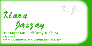 klara jaszay business card
